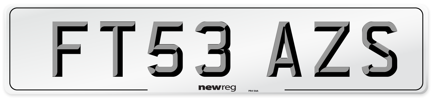 FT53 AZS Number Plate from New Reg